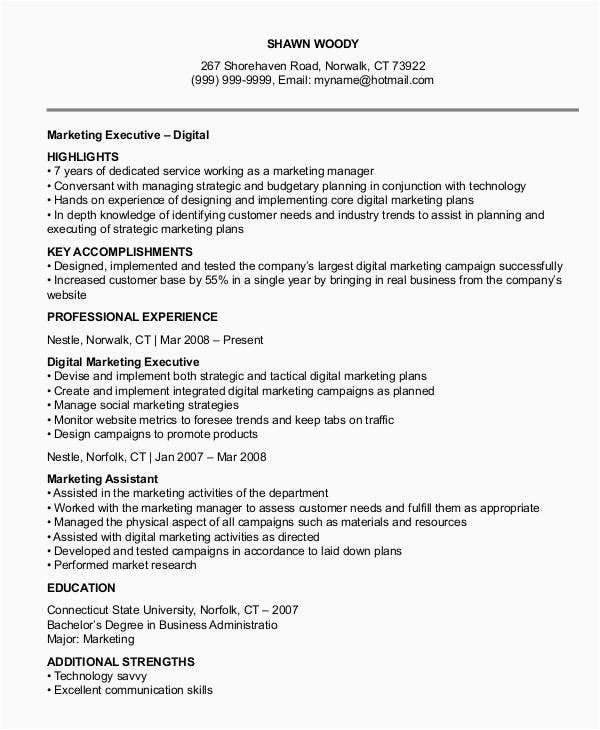 marketing resume template pdf