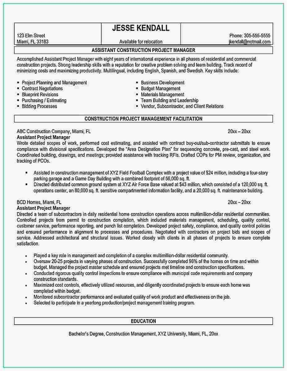 sample resume for an entry level engineering project manager