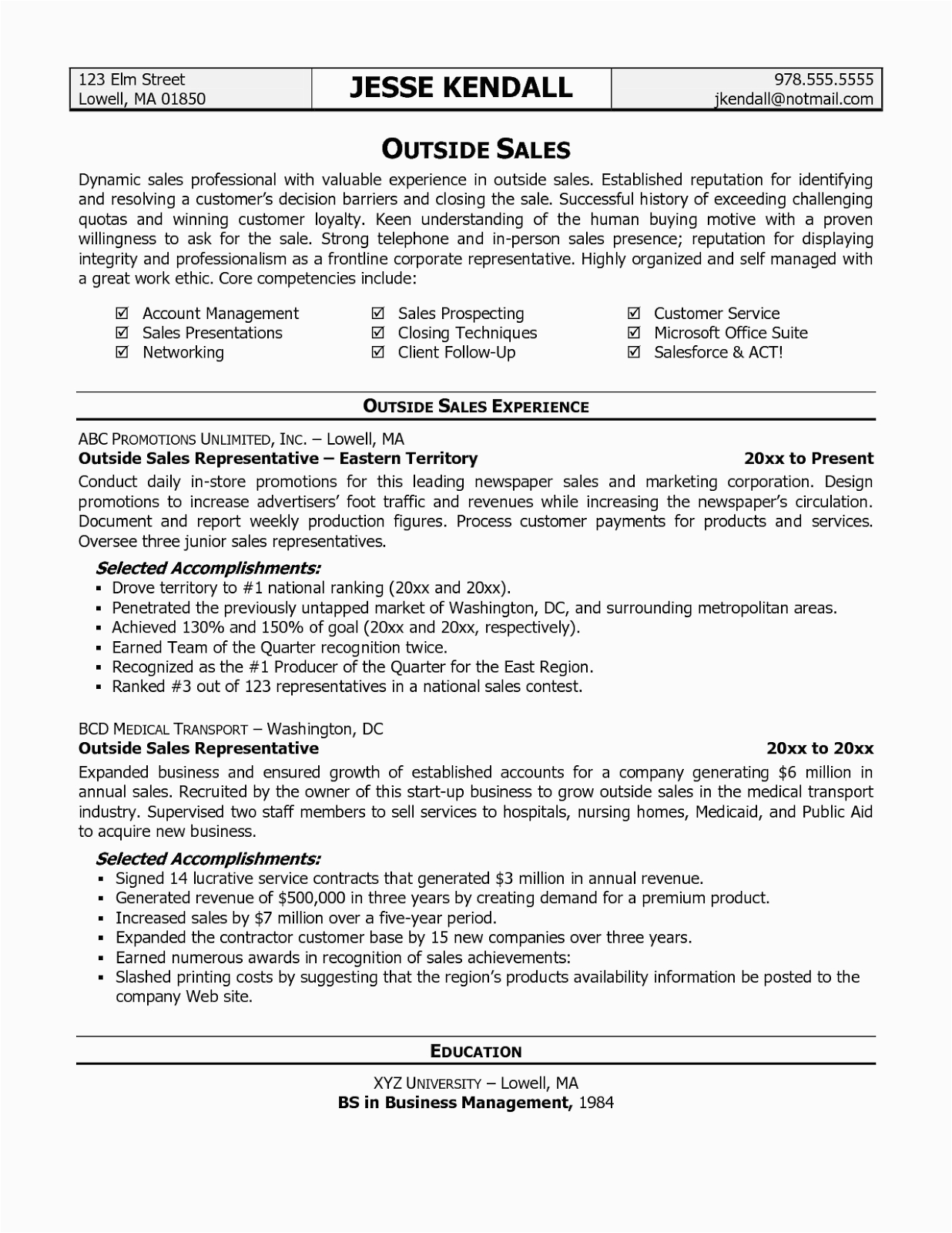 sales resume templates free