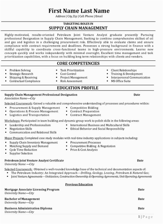 supply chain resume samples