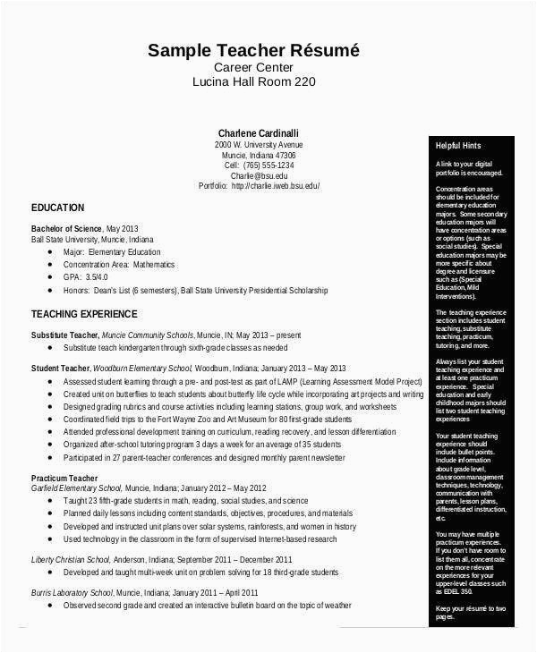 free teacher resume