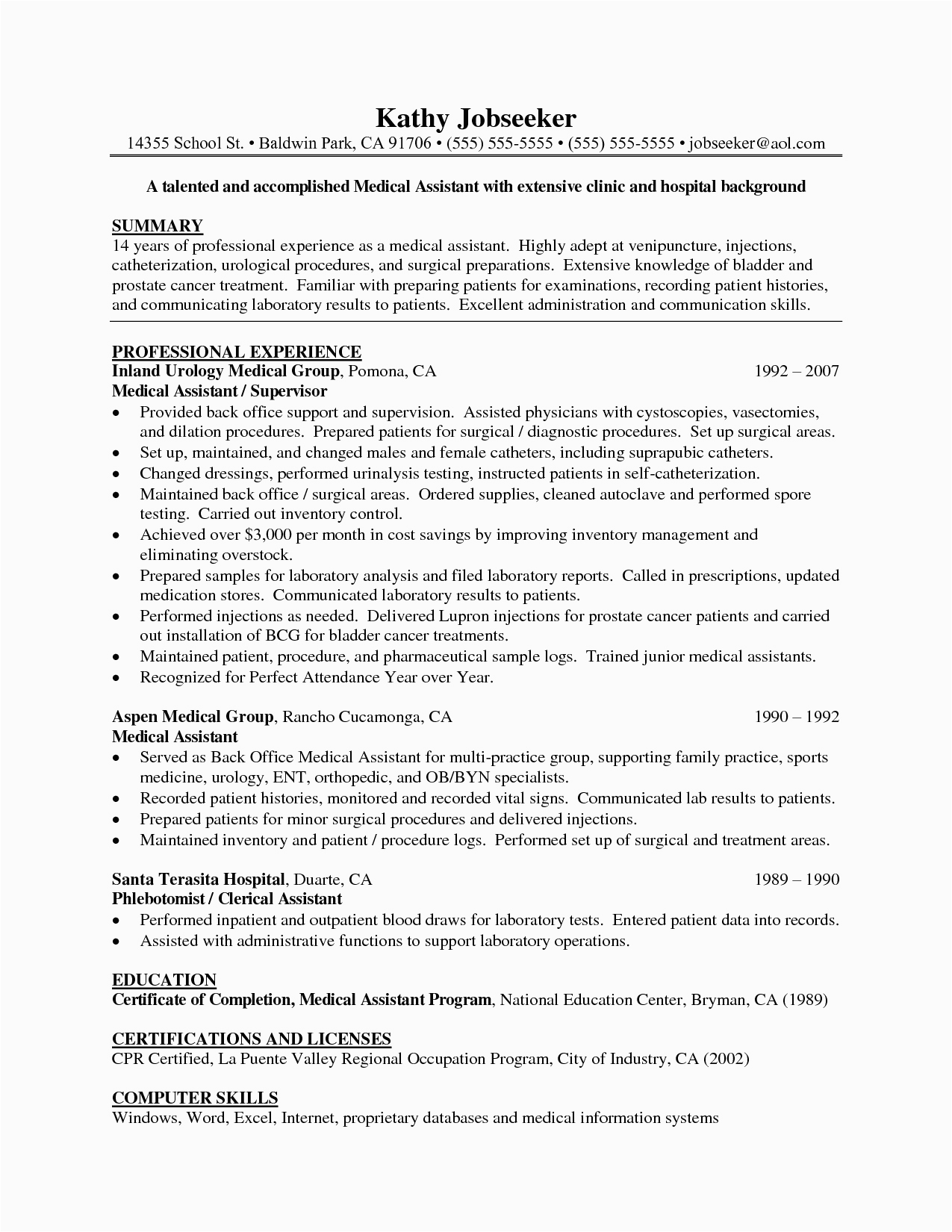 healthcare administration resume with