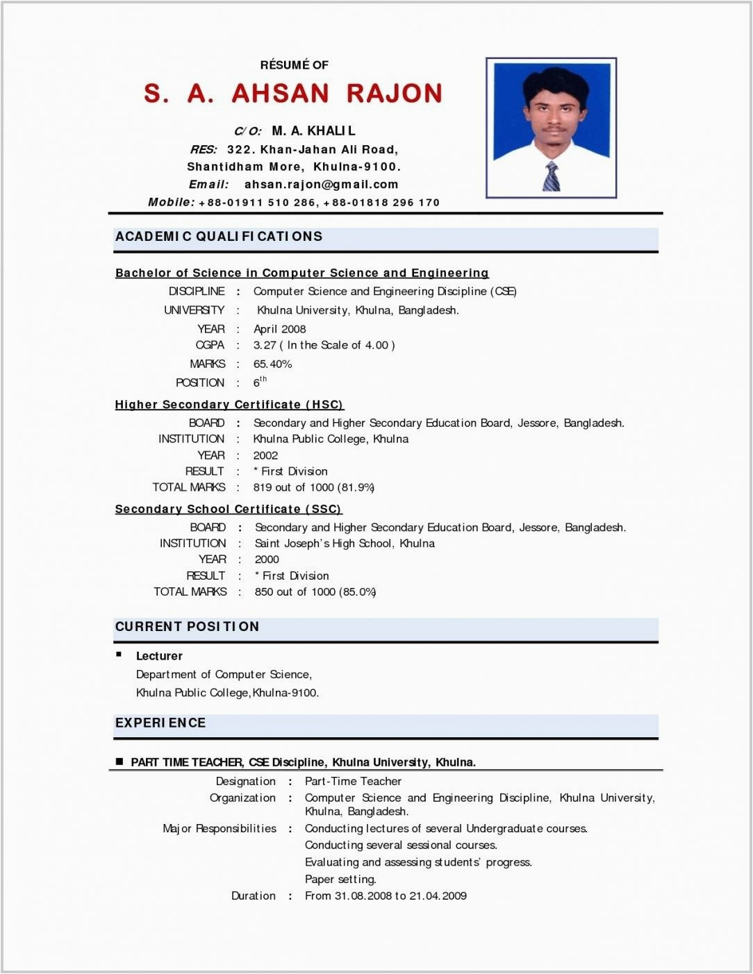 Resume Samples for College Students In India India