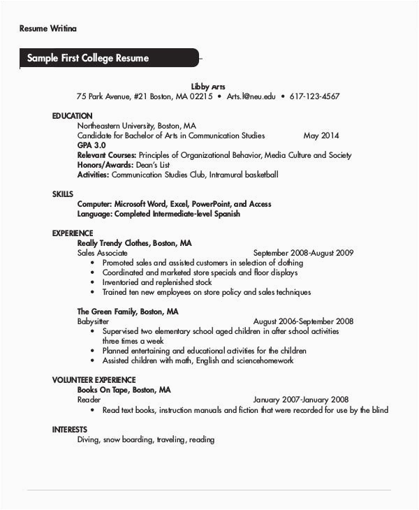 indian college student resume samples