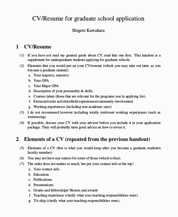 Sample Of Resume for Graduate School Application Free 9 Sample Graduate School Resume Templates In Pdf