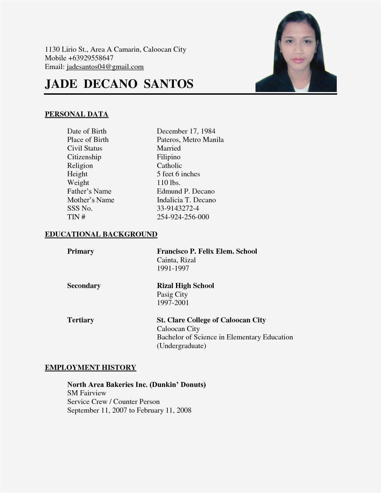 Sample Of Simple Resume for Job Application Simple Sample Resume for Job Application Best Resume
