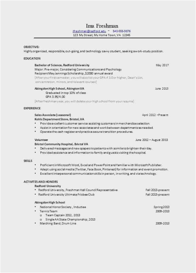 Sample Resume for College Application Template Student Resume for College Application Collection 58