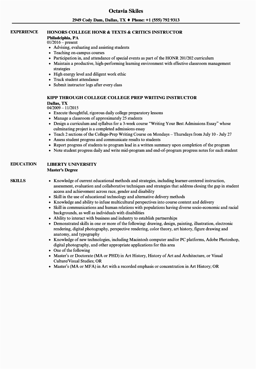sample college resume
