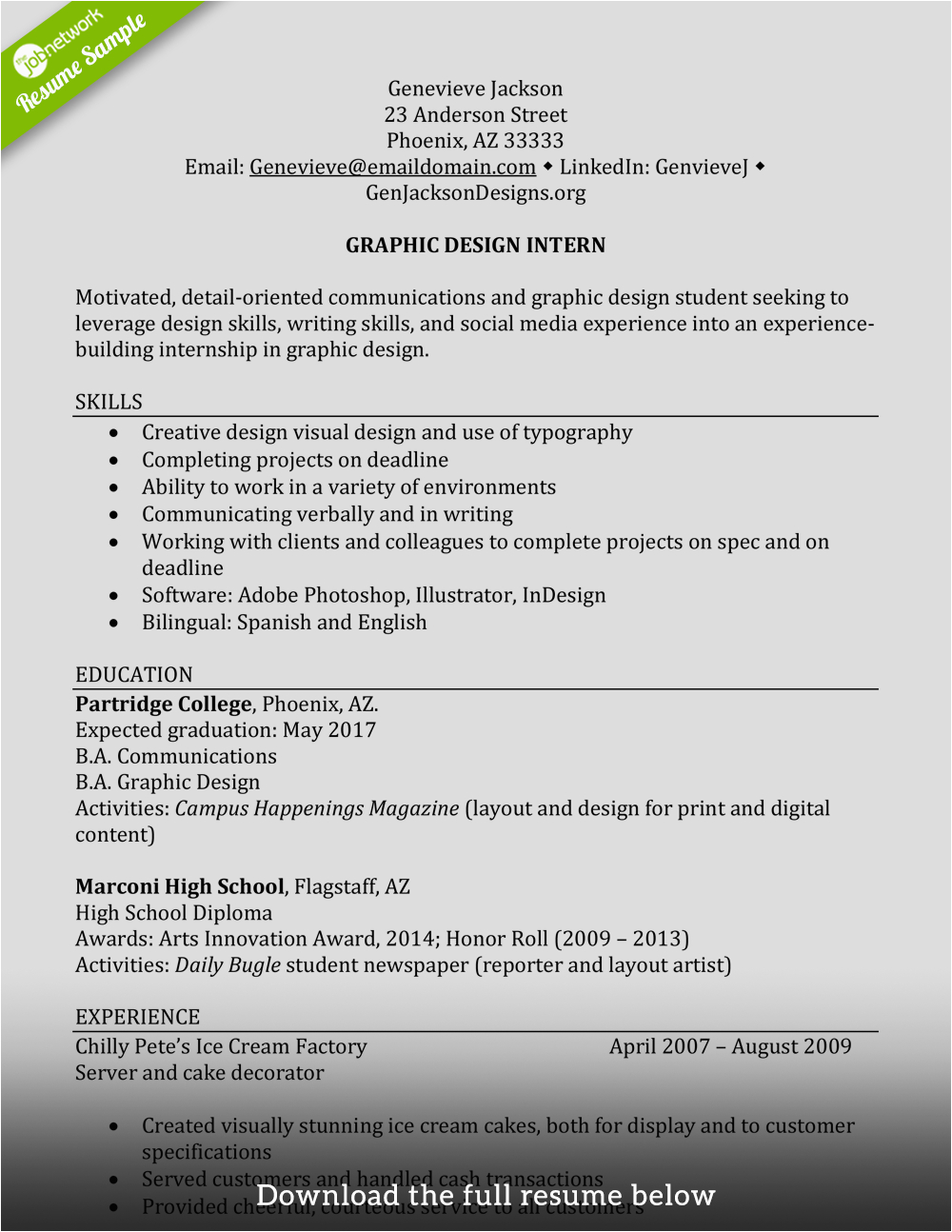 Sample Resume for College Student for Internship College Student Resume for Internship Collection