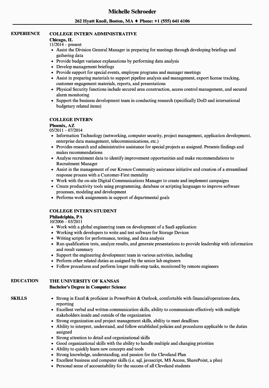 Sample Resume for College Student for Internship Resume for College Internships Examples Best Resume Ideas