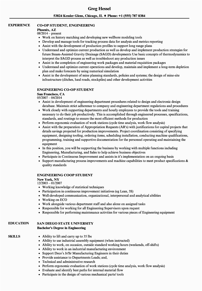 engineering student resume