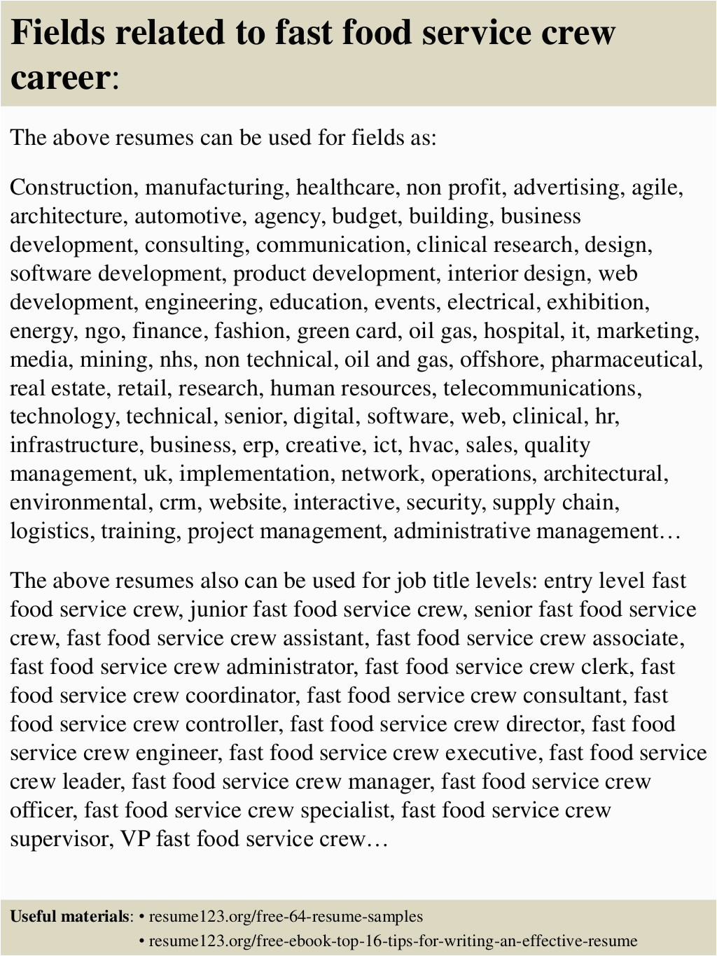 Sample Resume for Fast Food Service Crew top 8 Fast Food Service Crew Resume Samples