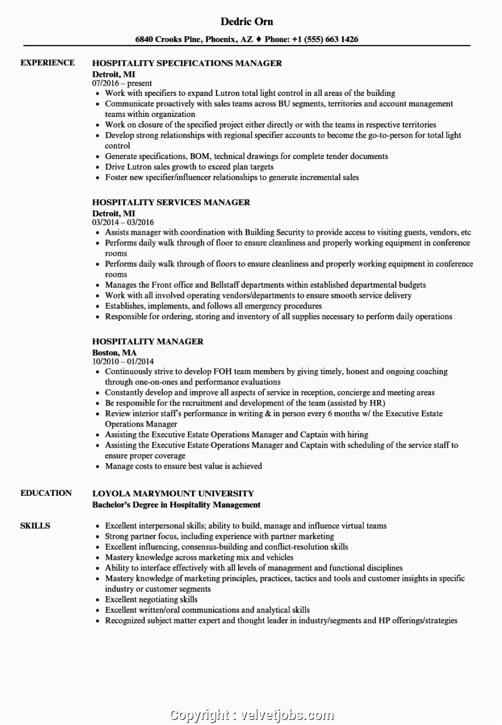 Sample Resume for Hotel Management Job Best Hotel Manager Resume Sample Hospitality Manager