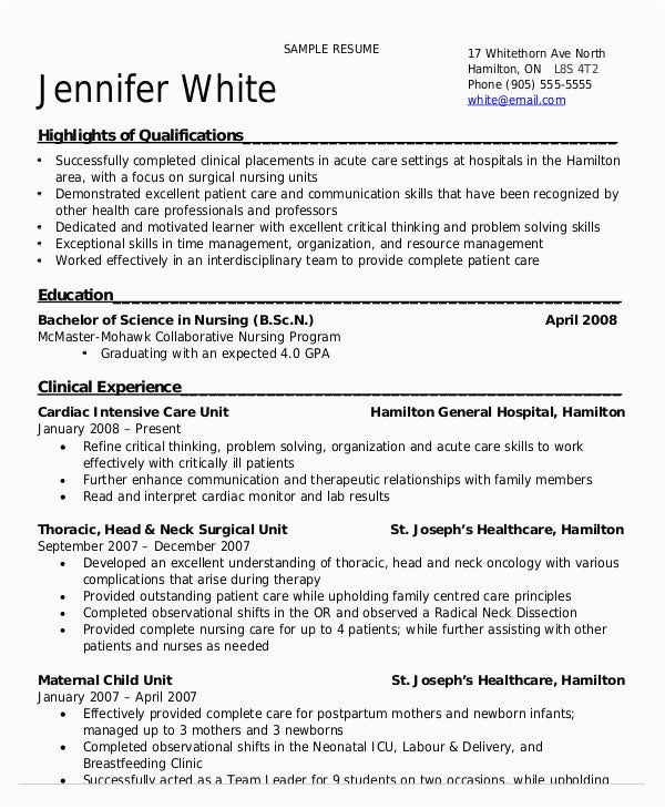 sample resume for nurses without experience