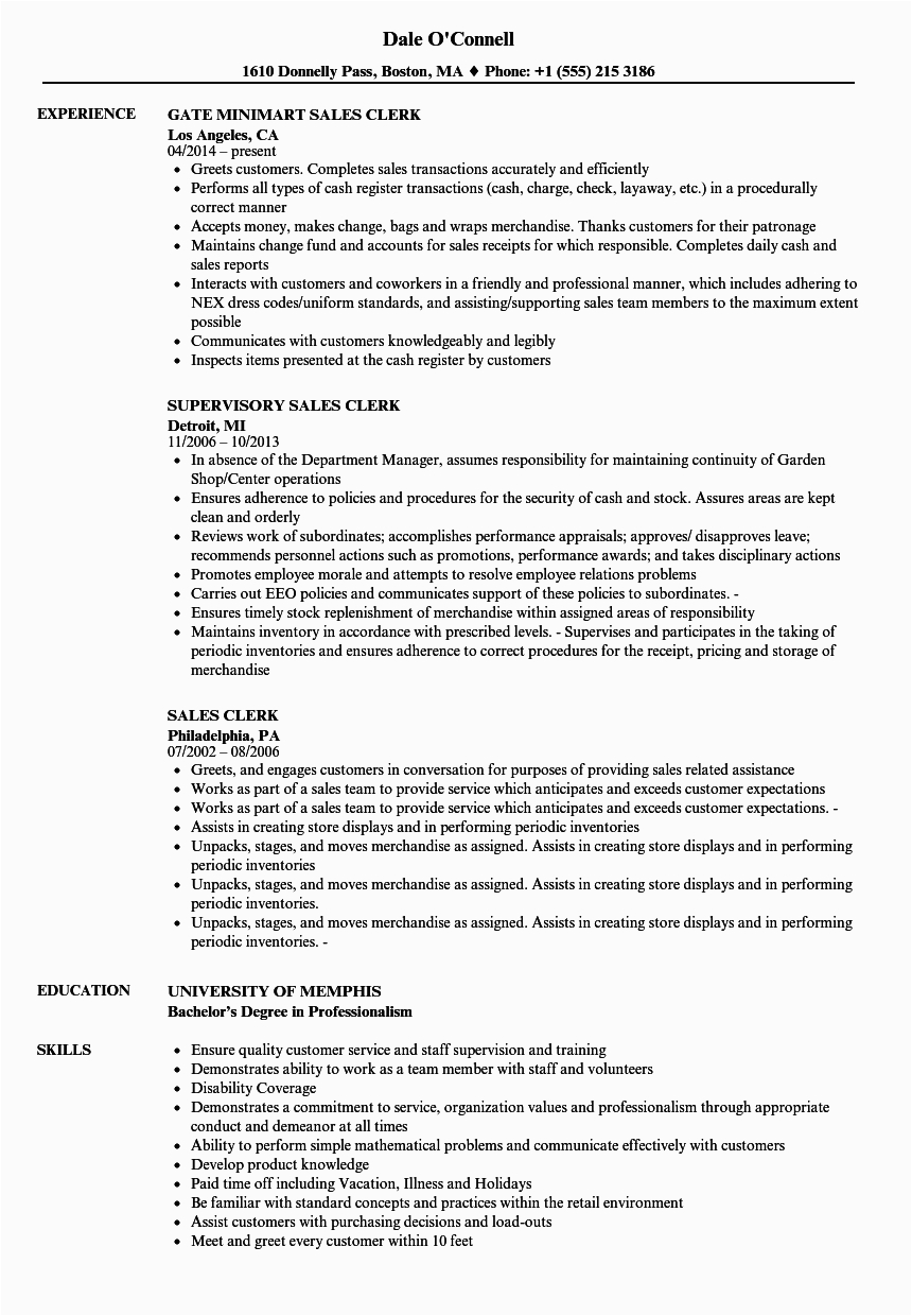 Sample Resume for Sales Clerk Position Resume for A Sales Clerk How to Write A Sales Clerk Job