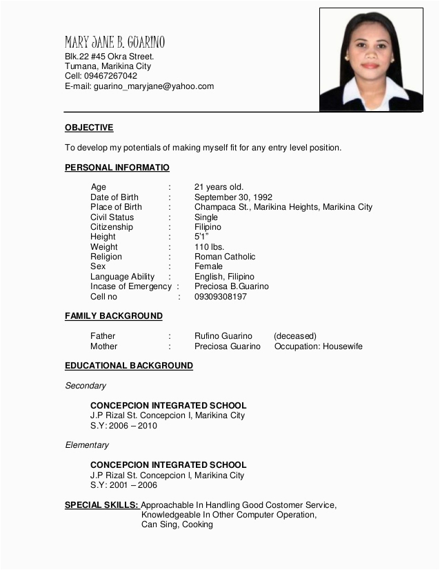 Sample Resume for Sales Lady In Department Store Jane Resume