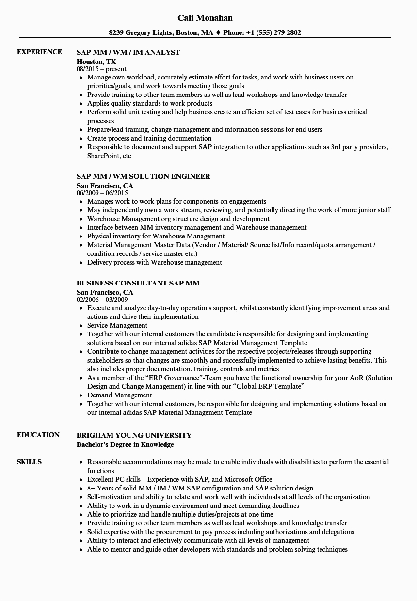 1558 sap fresher resume sample