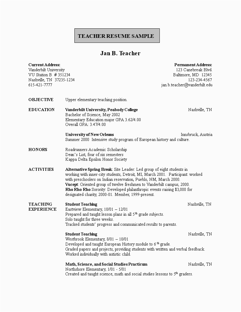 resume for teachers in indian format