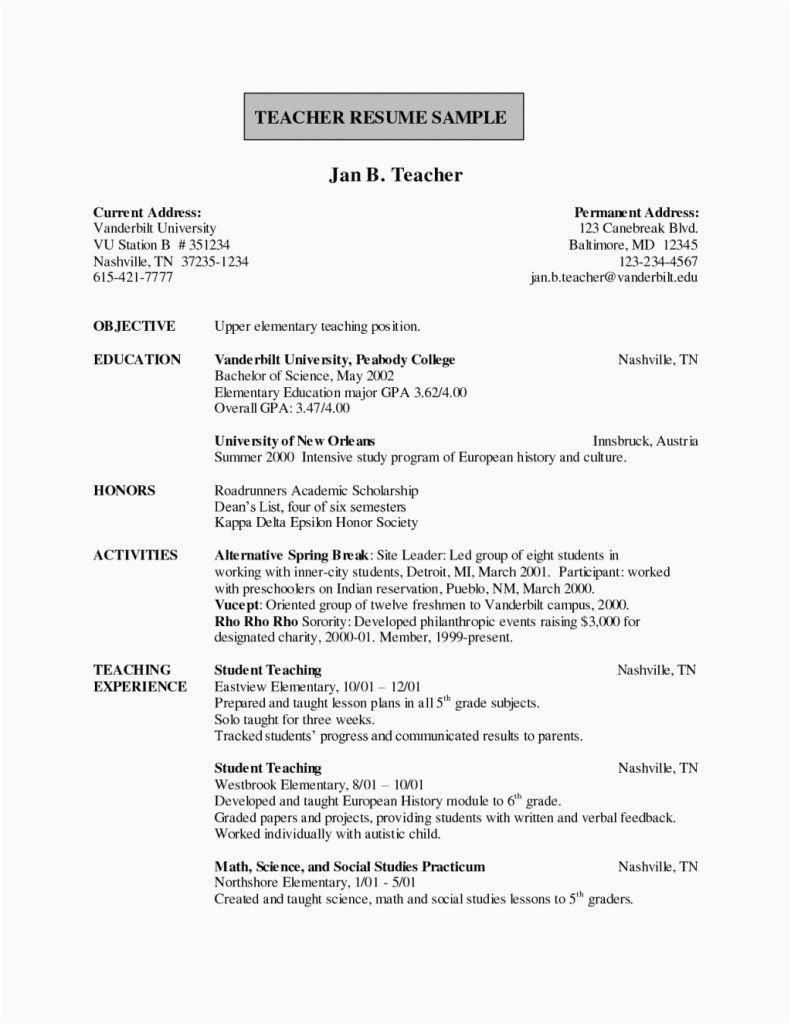 sample resume for teachers in india