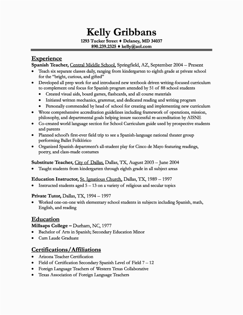 Sample Resume for Teachers with Experience 5 Teacher Resumes Samples