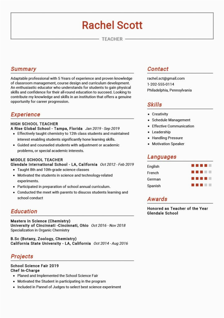 Sample Resume for Teachers with Experience Teacher Resume Example Free Pdf [2020] Maxresumes