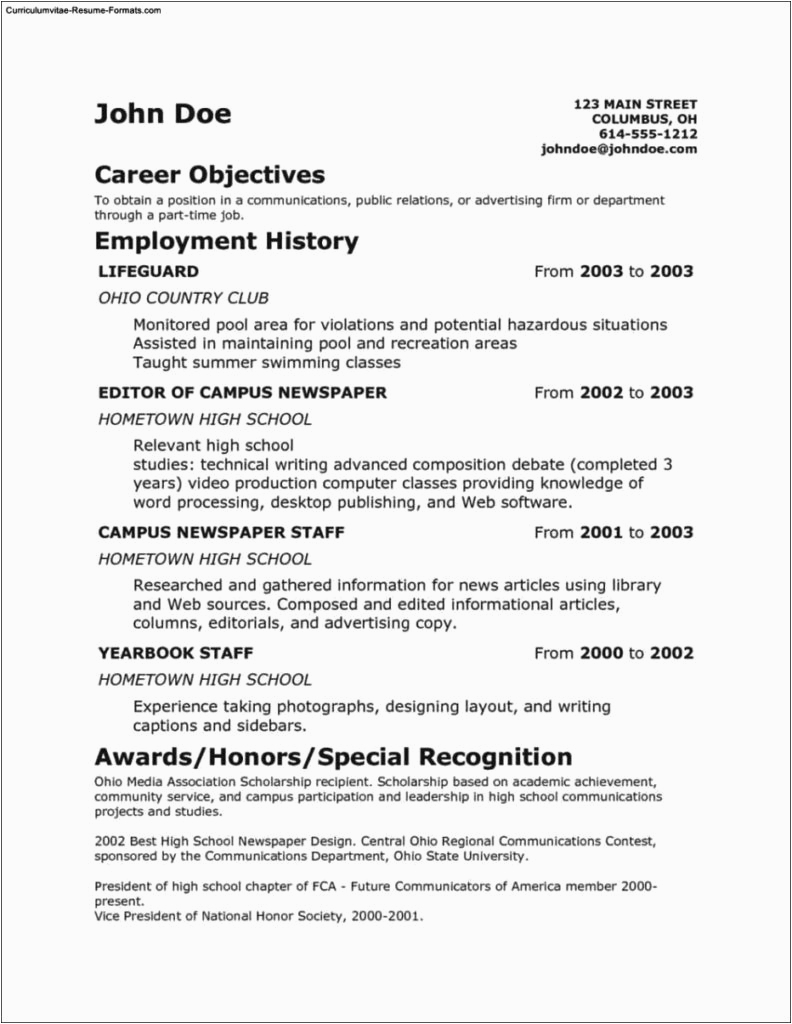 resume template for teenagers