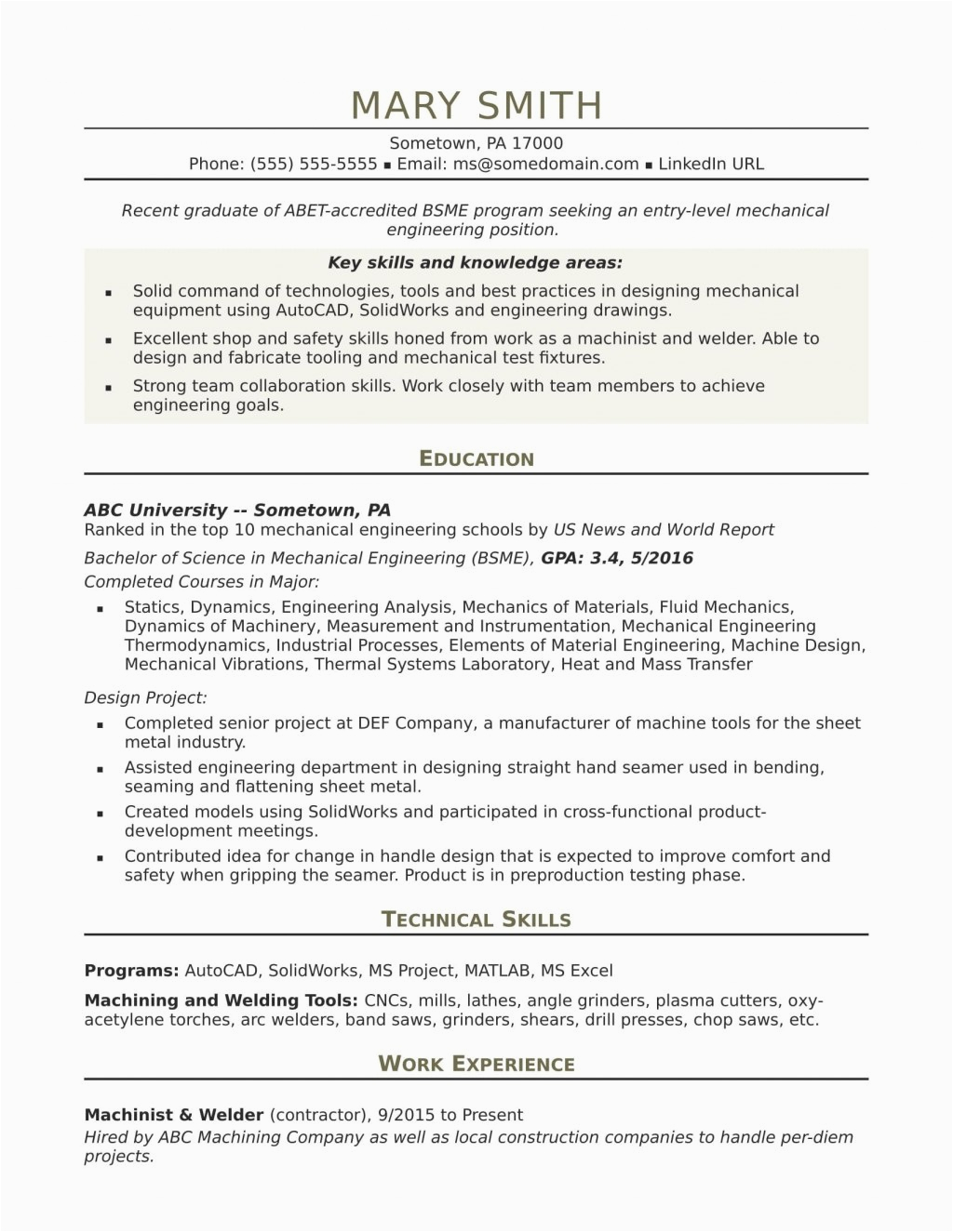 proper mechanical engineering student resume examples image