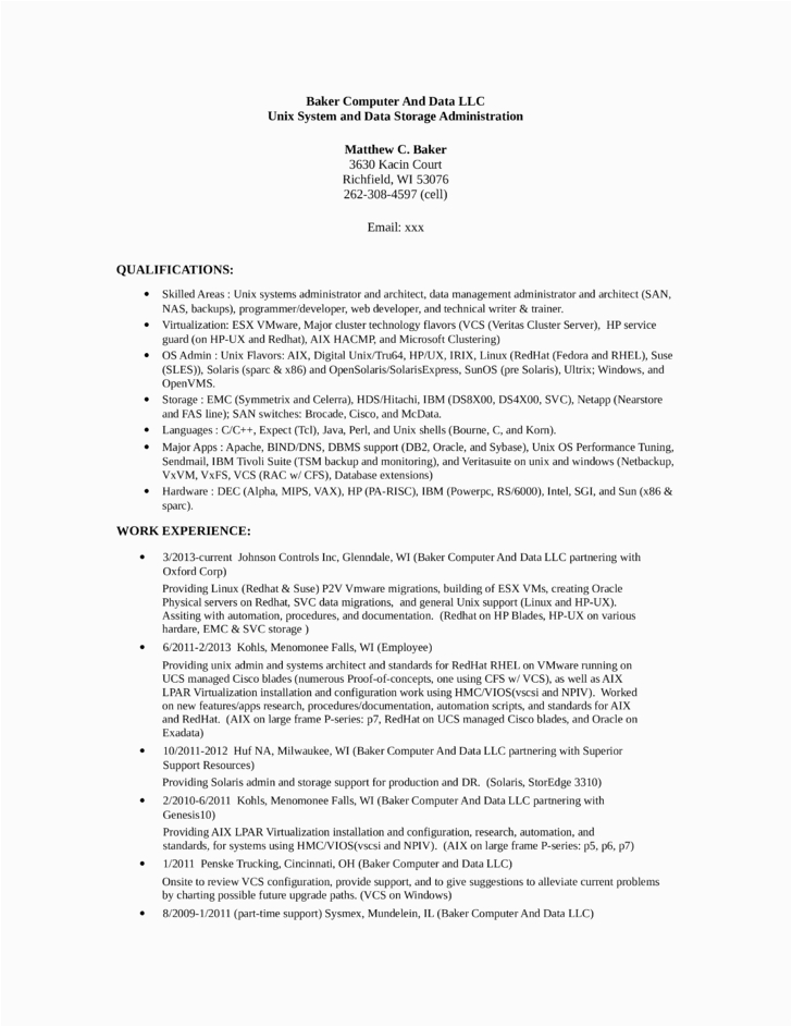 executive unix system administrator resume templates and samples