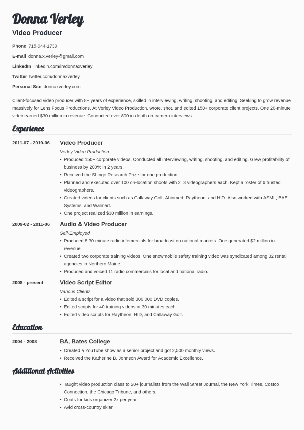 self employed resume