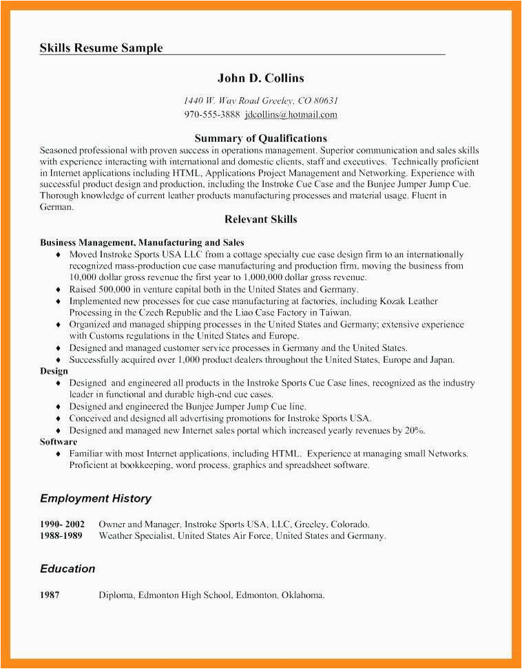Sample Resume Relevant Skills and Experience 9 10 Relevant Skills for Resume Examples