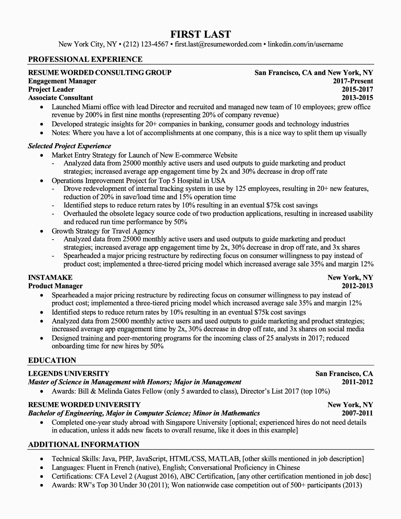 professional sample resume multiple positions same pany