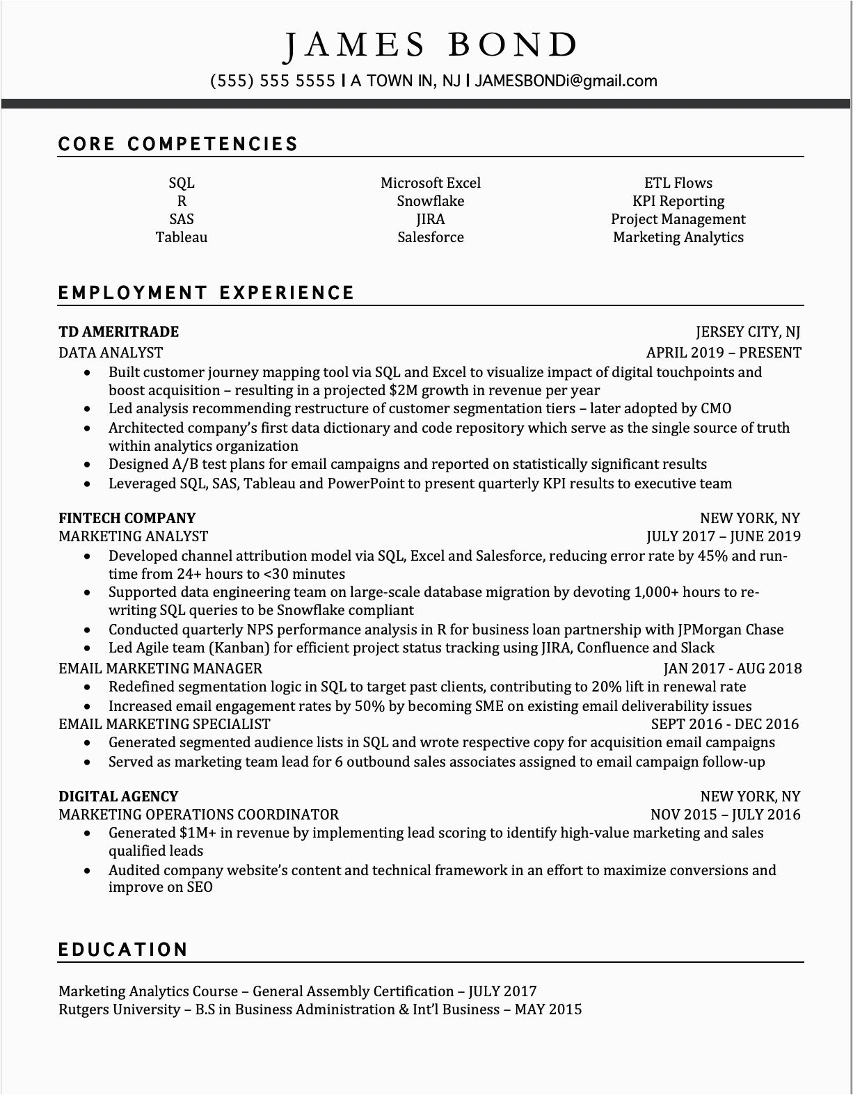 resume format multiple positions in same pany
