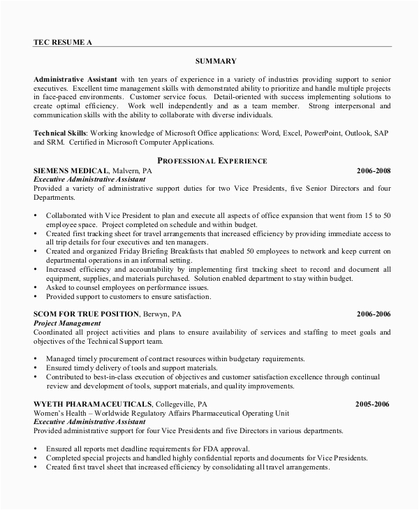 administrative assistant resume