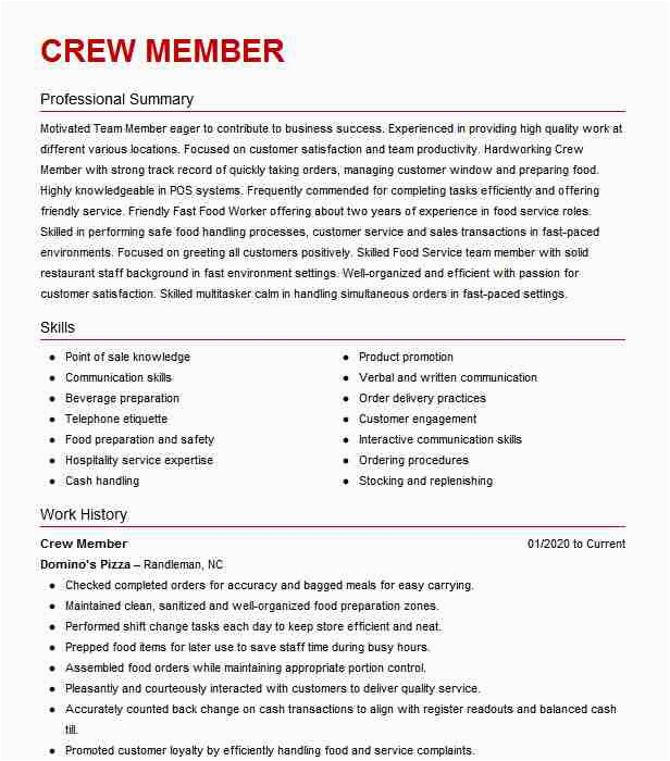 Wendy S Fast Food Resume Sample Wendy S Crew Member Resume Example Wendy S Roseville