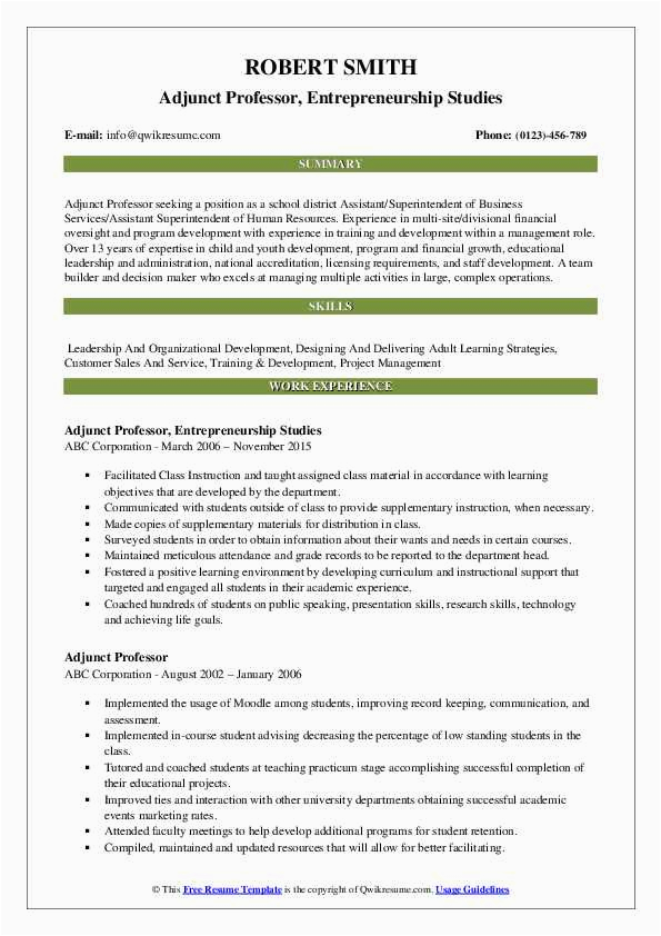 cover letter for adjunct professor position no teaching experience collection