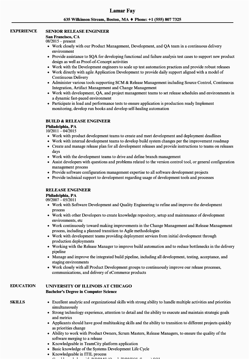 build and release engineer resume