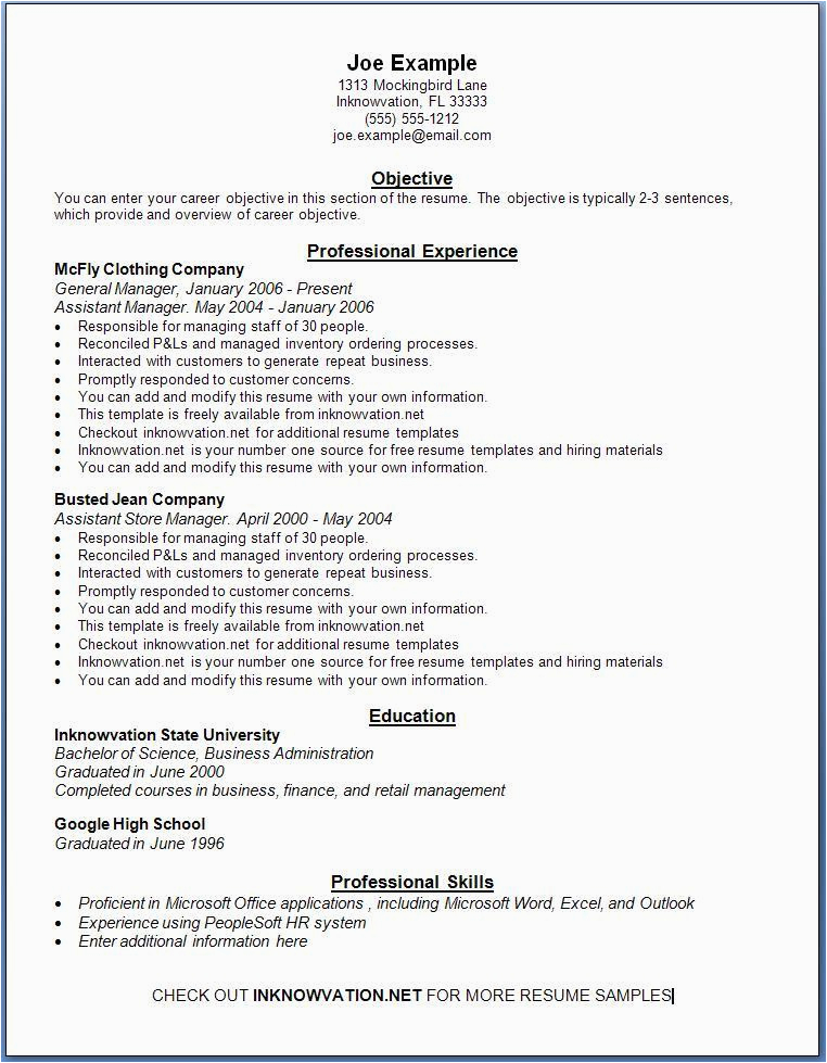 free resume samples online