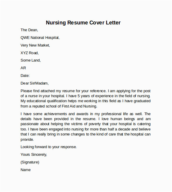 nursing cover letter example