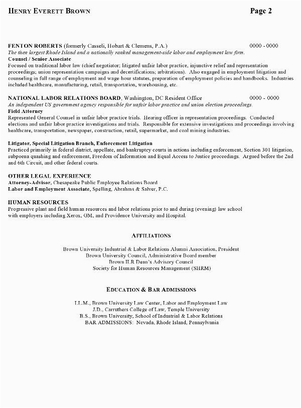 resume sample 4 labor relations executive attorney