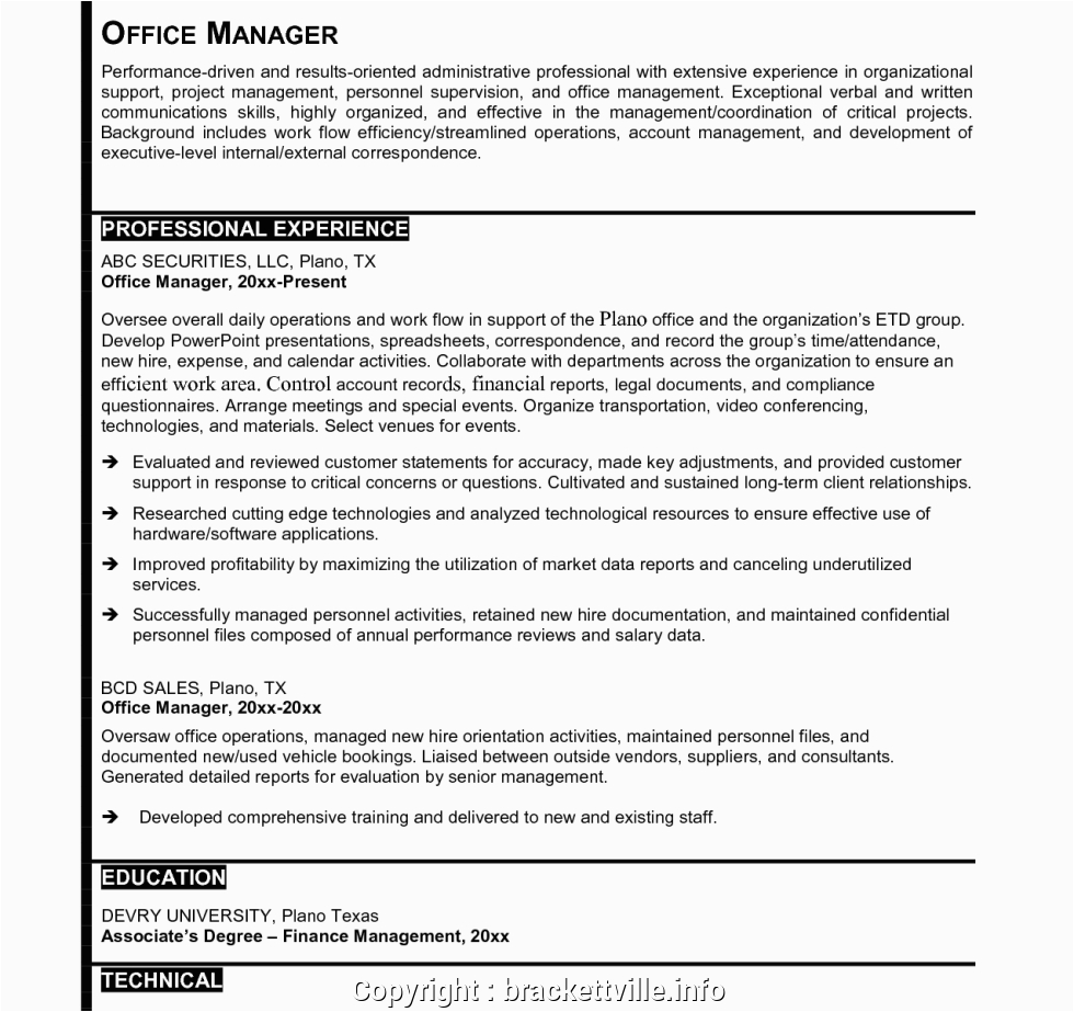 professional law office manager resume