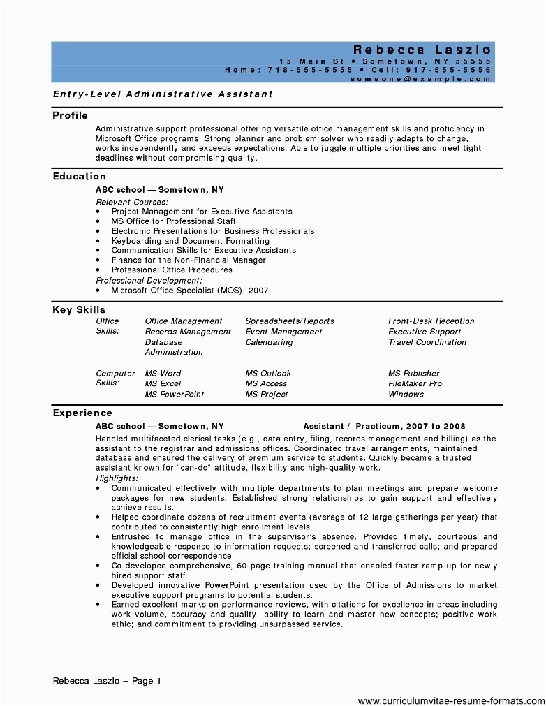 resume for office assistant position