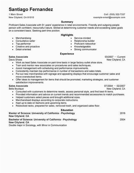 best resume for part time job in canada