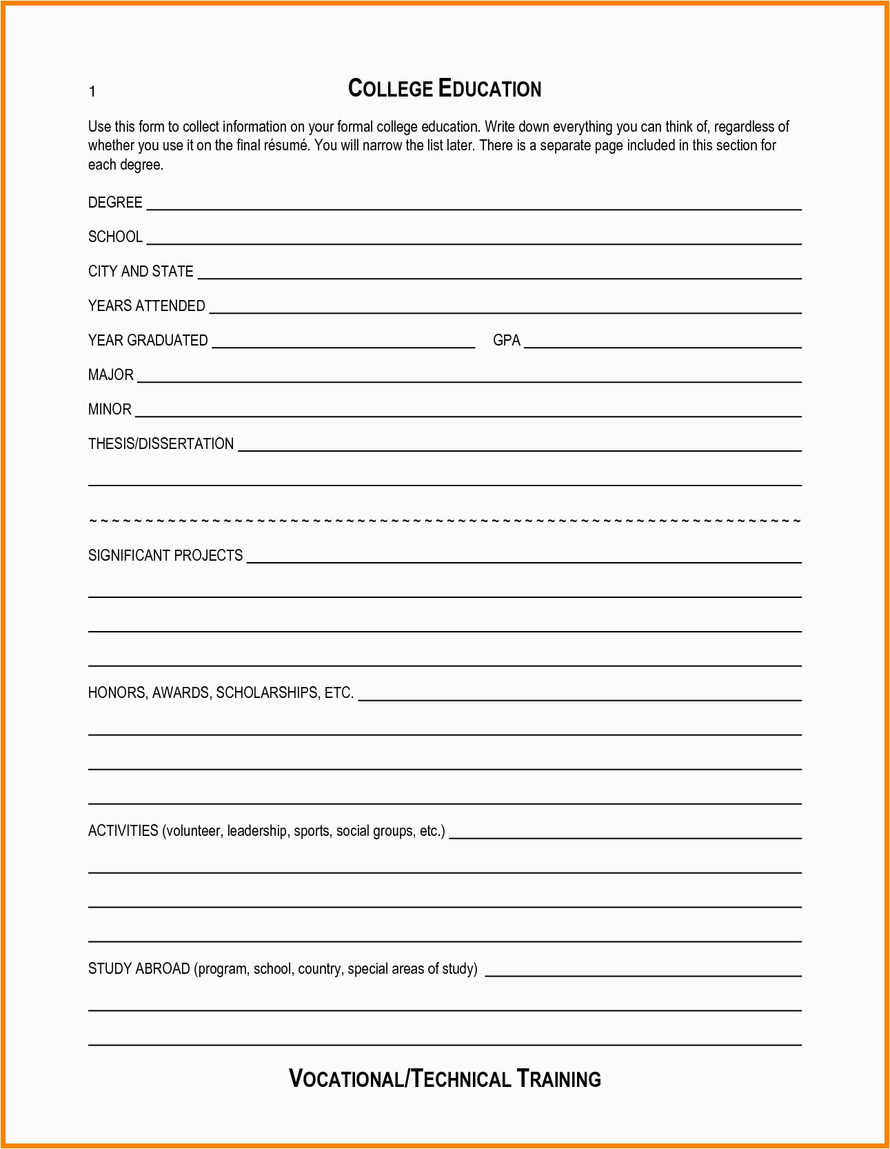 7 blank resume template pdf
