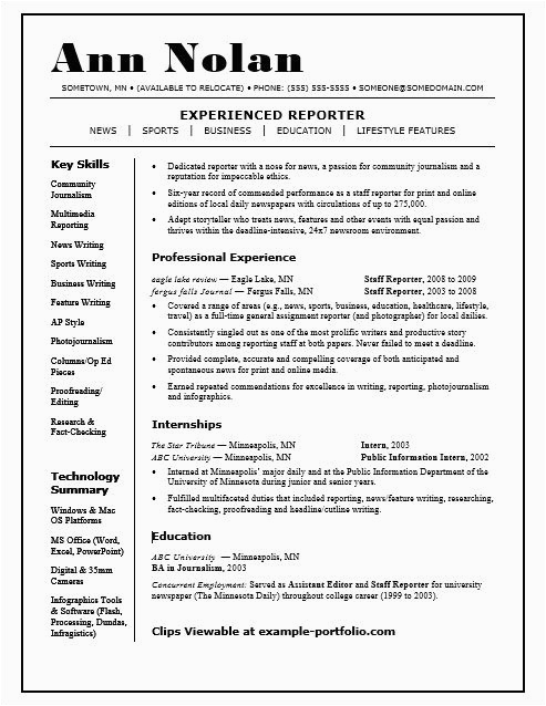 Sample Phrases and Suggestions for Resumes Resume Writing Tips Resume Sample for A Reporter