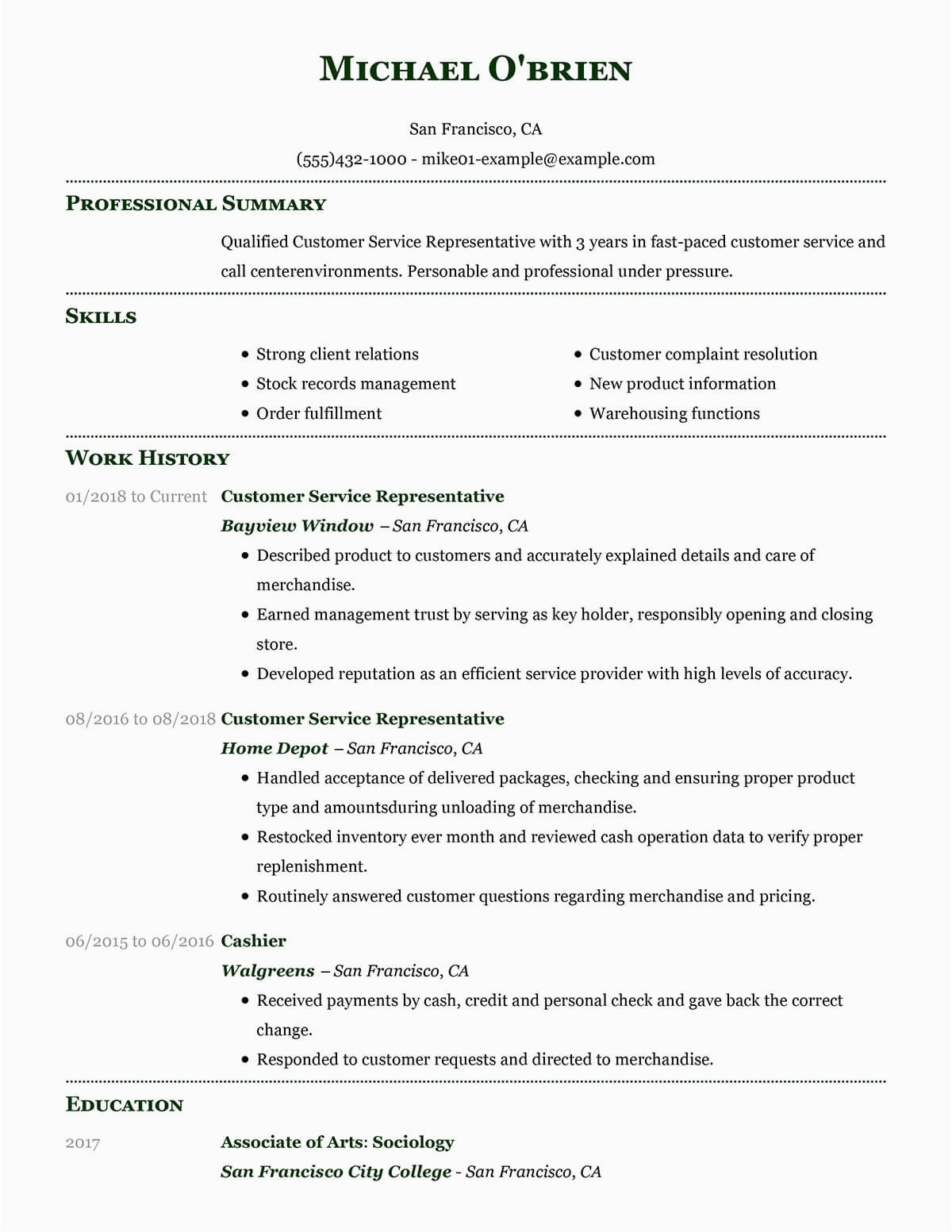 customer service resume skills