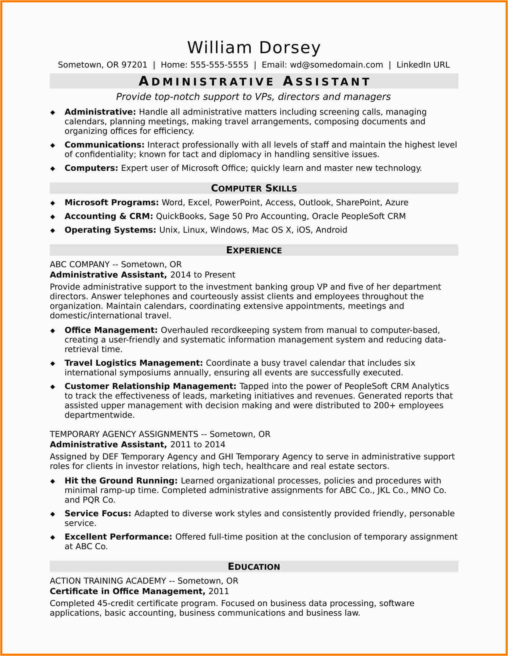 7 administrative assistant resume template