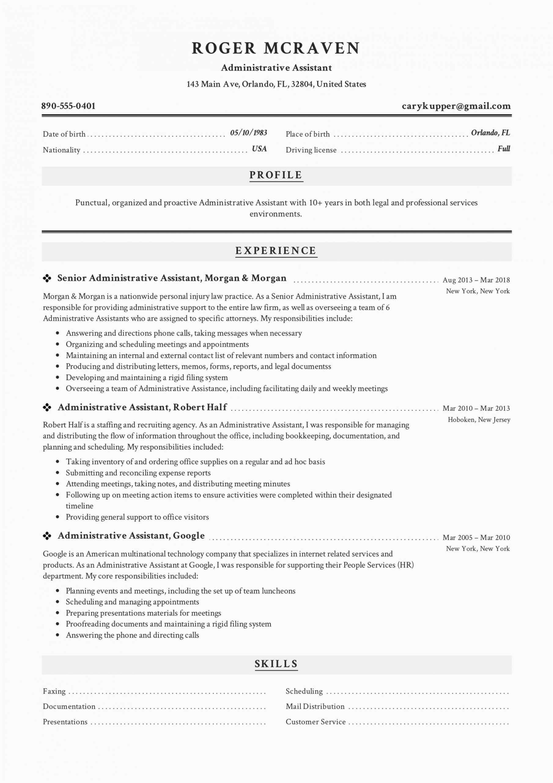 Sample Professional Resume for Administrative assistant Full Guide Administrative assistant Resume [ 12 Samples