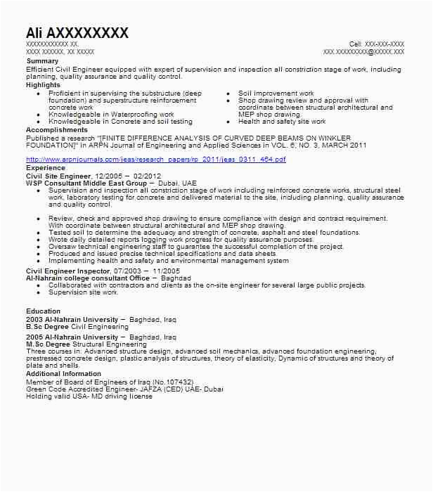 site engineer resume