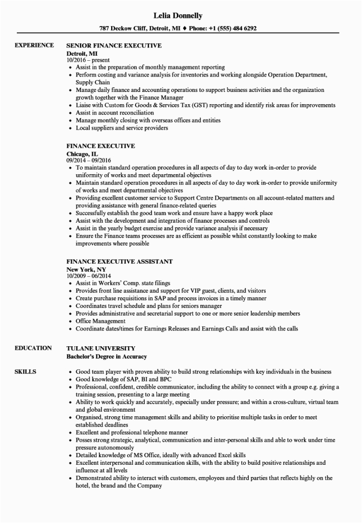 9 10 finance major resume examples