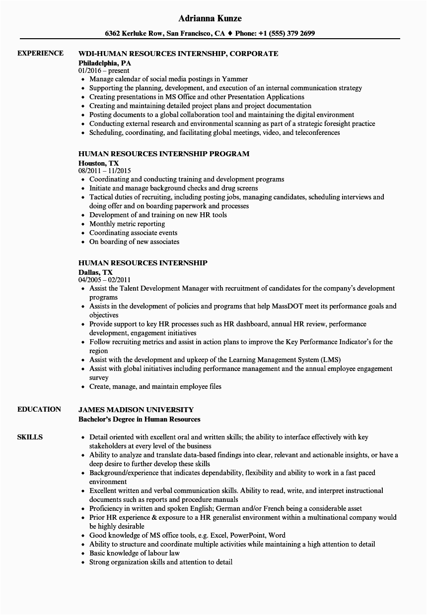 resume for hr jobs